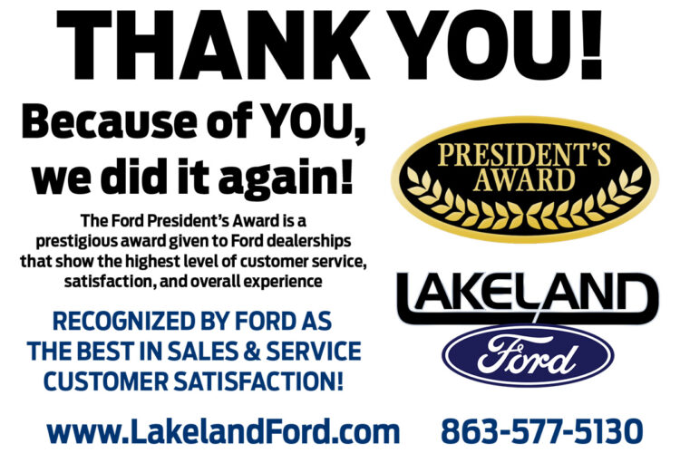 Lakeland Ford wins Ford Motor Company President's Award for 7th year in a row...